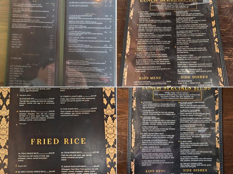 Thai Nine Restaurant Menu
