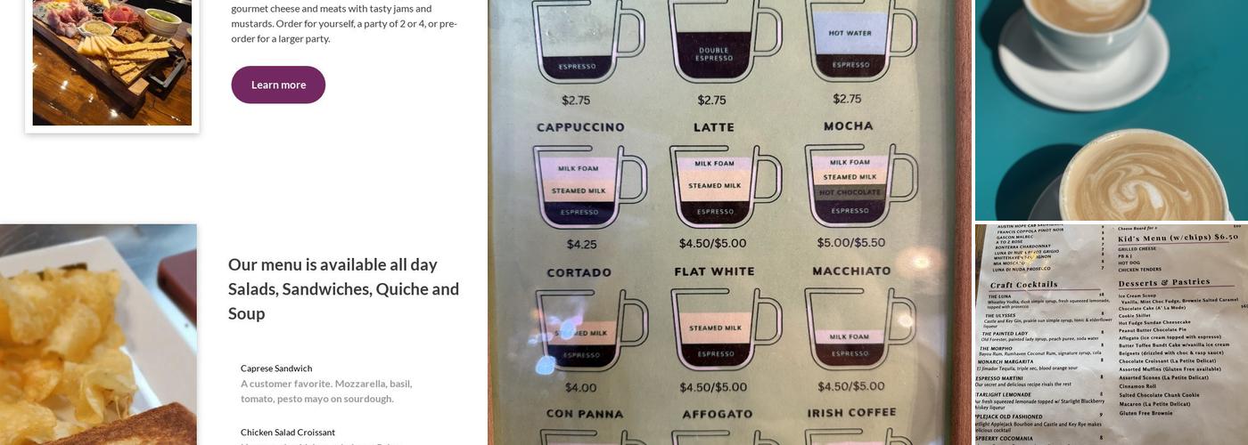 Luna's Coffee, Wine, and Butterfly Cafe Menu