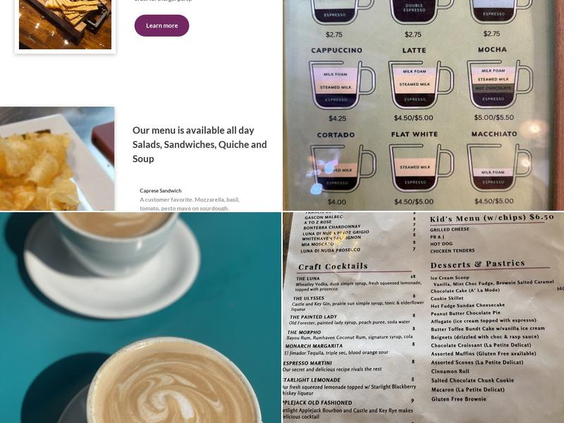 Luna's Coffee, Wine, and Butterfly Cafe Menu