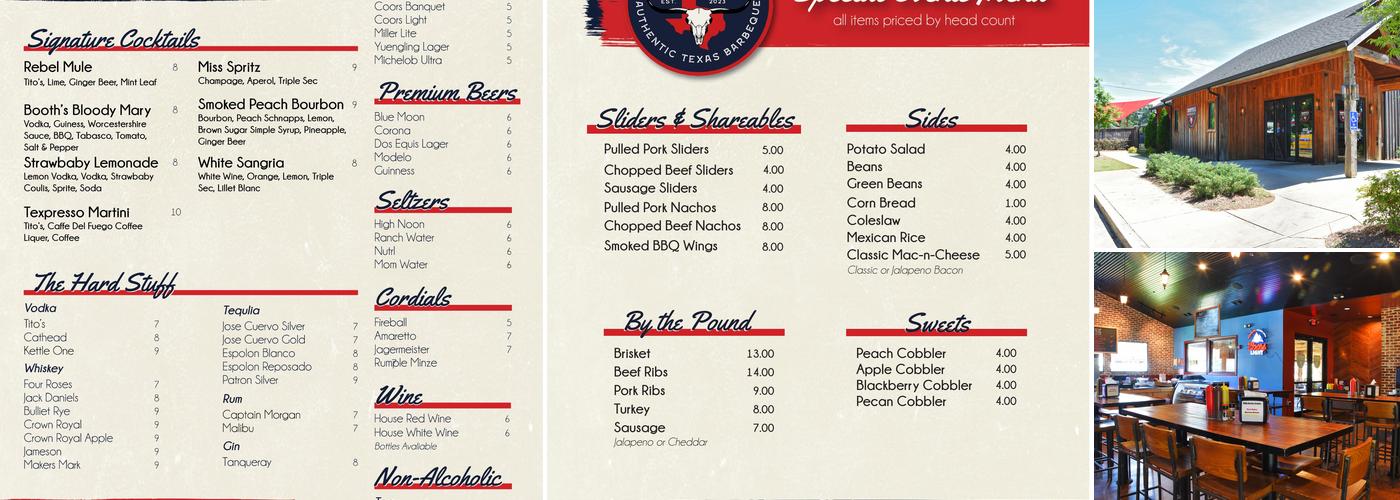 Booth's Barbeque Menu