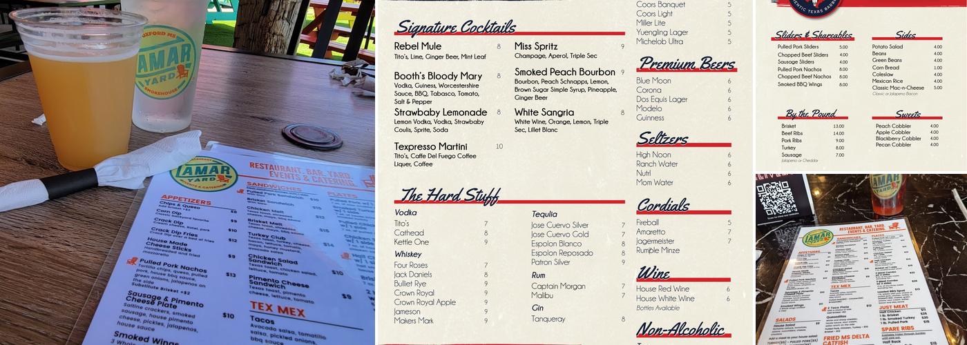 Booth's Barbeque Menu