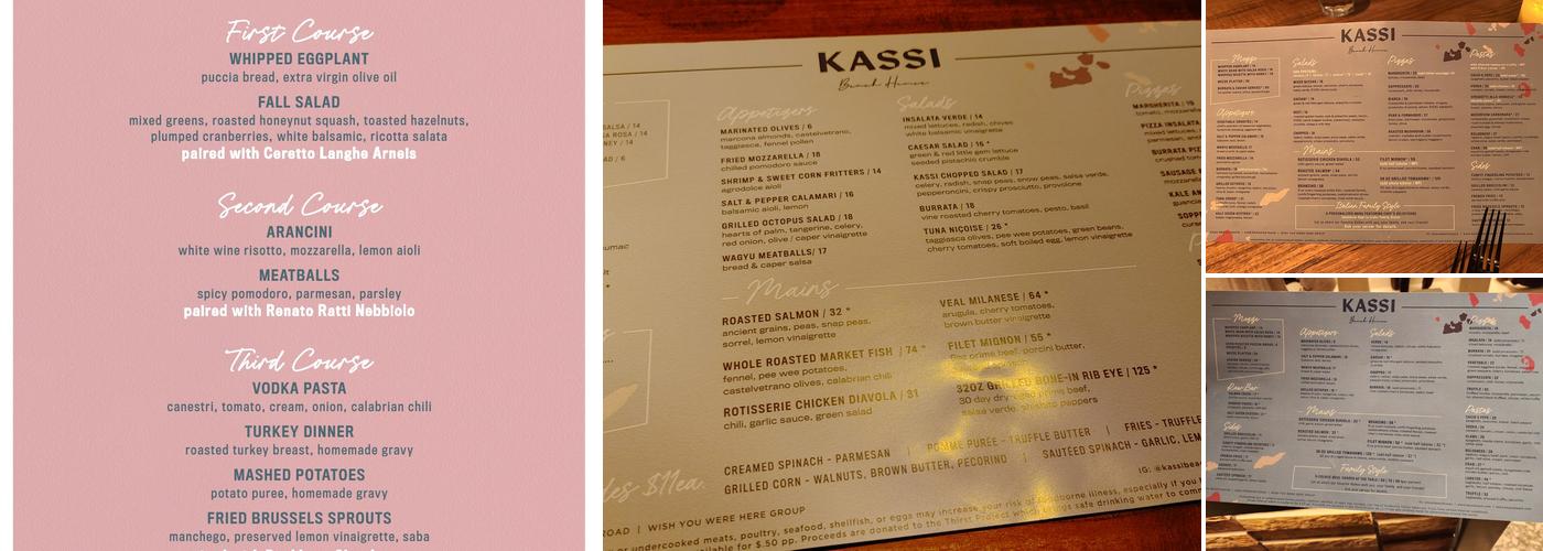 Kassi Beach Menu