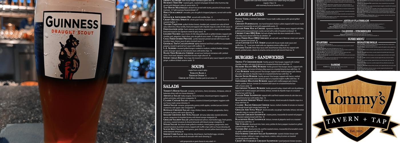 Tommys Tavern + Tap Menu