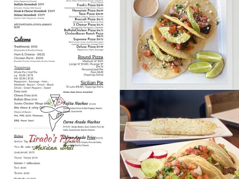 Tirado's Pizza Mexican Grill Menu