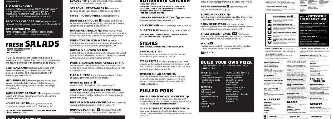 Jack Rabbit Menu