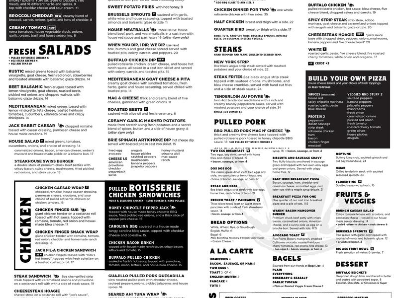 Jack Rabbit Menu