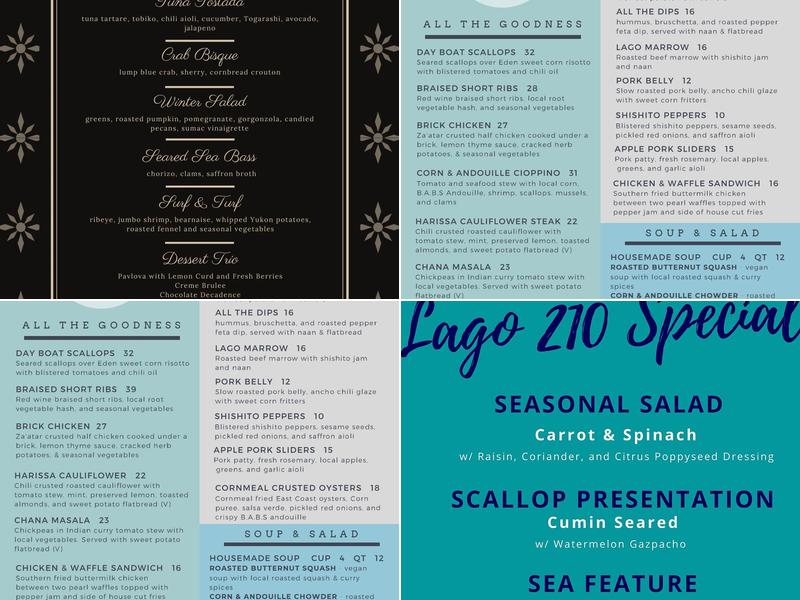 Lago 210 Menu