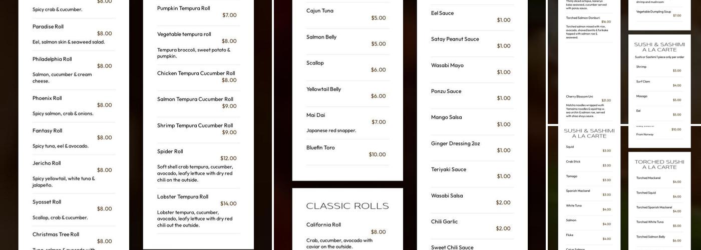 Sushi Vogue Menu