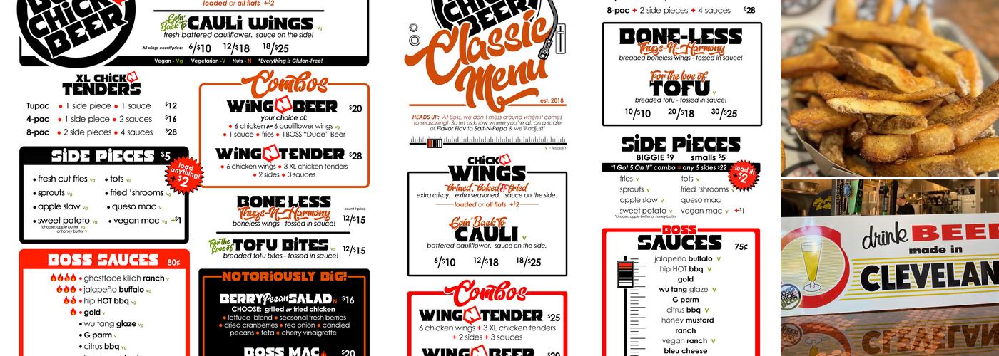 Boss Chick N Beer Menu