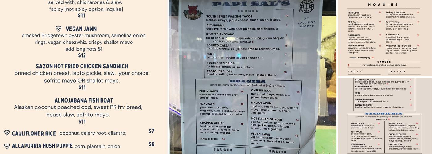 Papi Sal's Menu