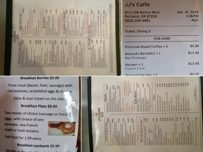 JJ's Caffe Menu