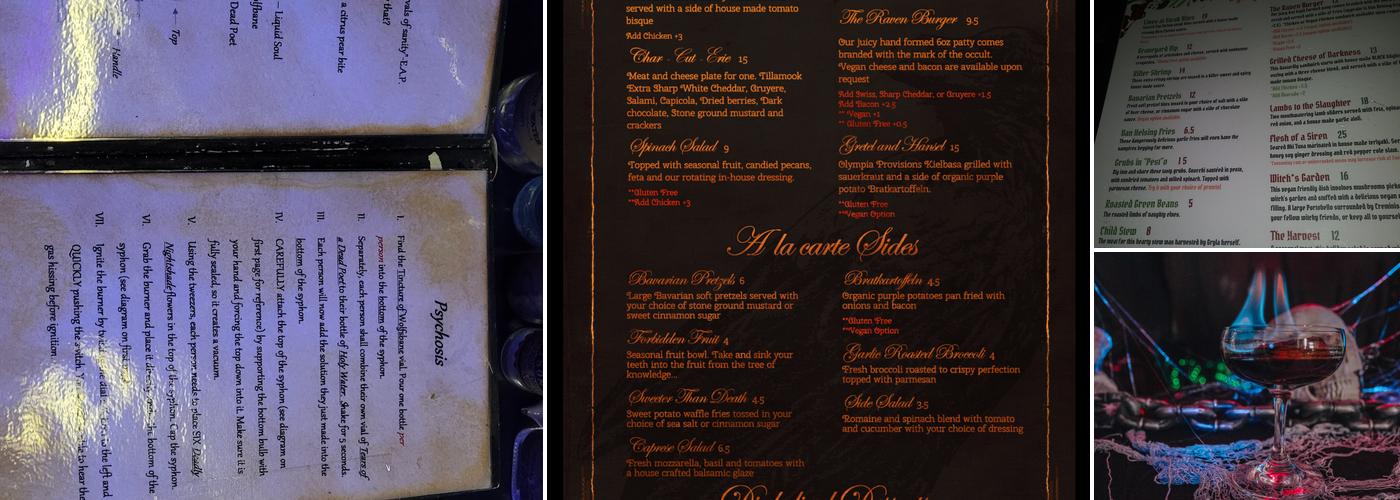 Raven's Manor Menu