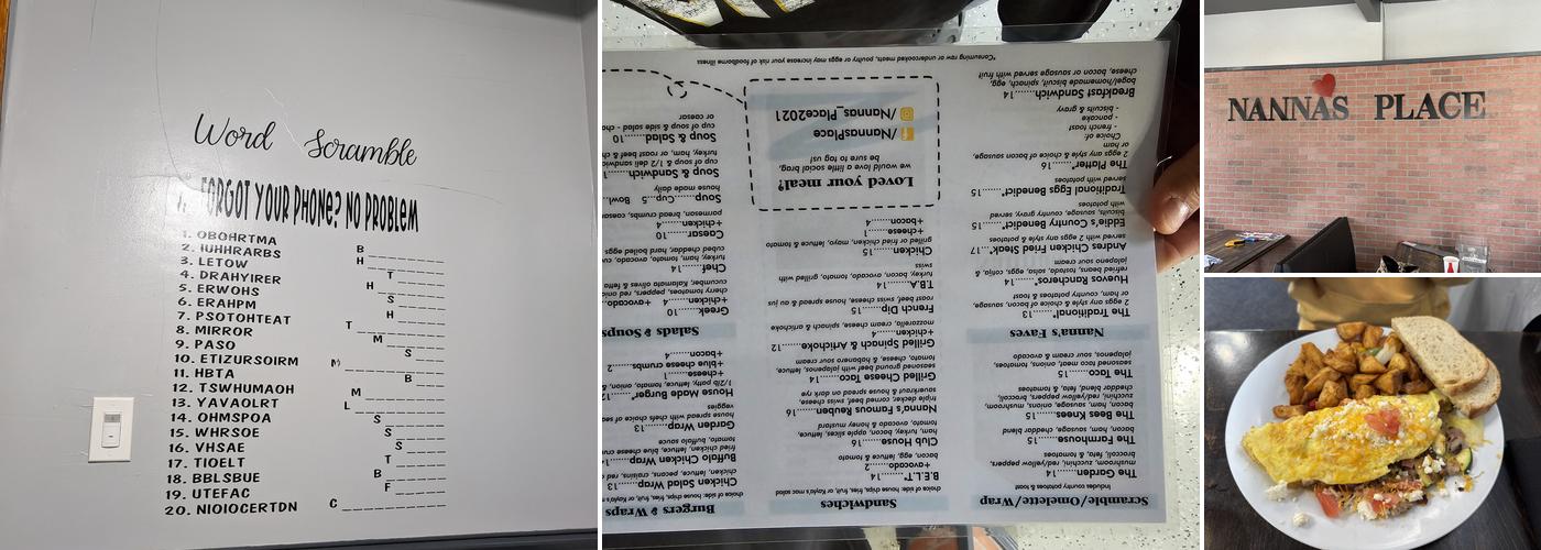 Nanna's Place Menu
