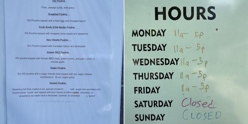 Poutine Palace PDX Menu