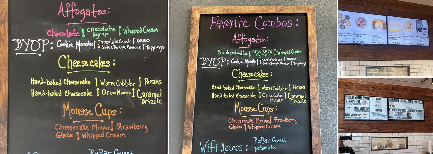 Pie Bar Menu