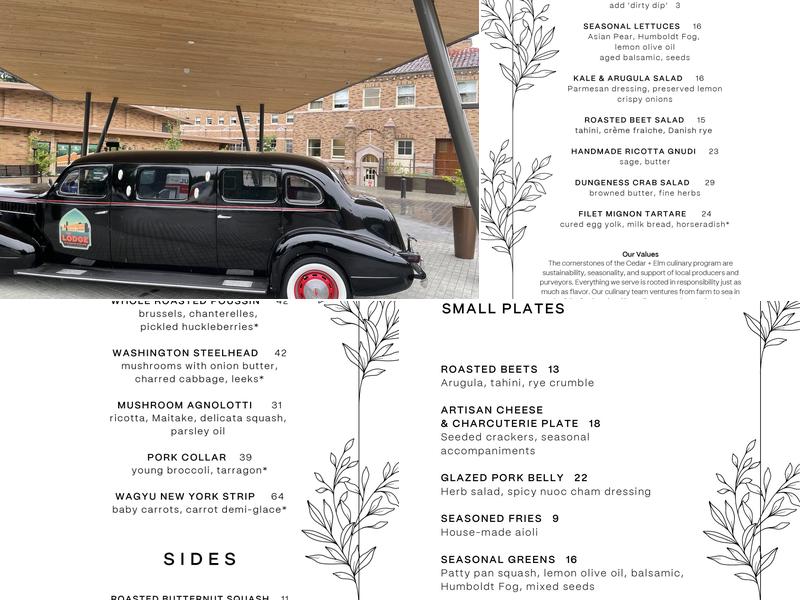 Cedar + Elm Menu