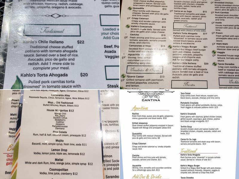Kahlo’s Cantina Menu