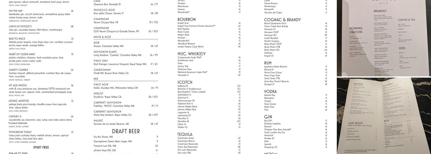 Olympic Bar Menu