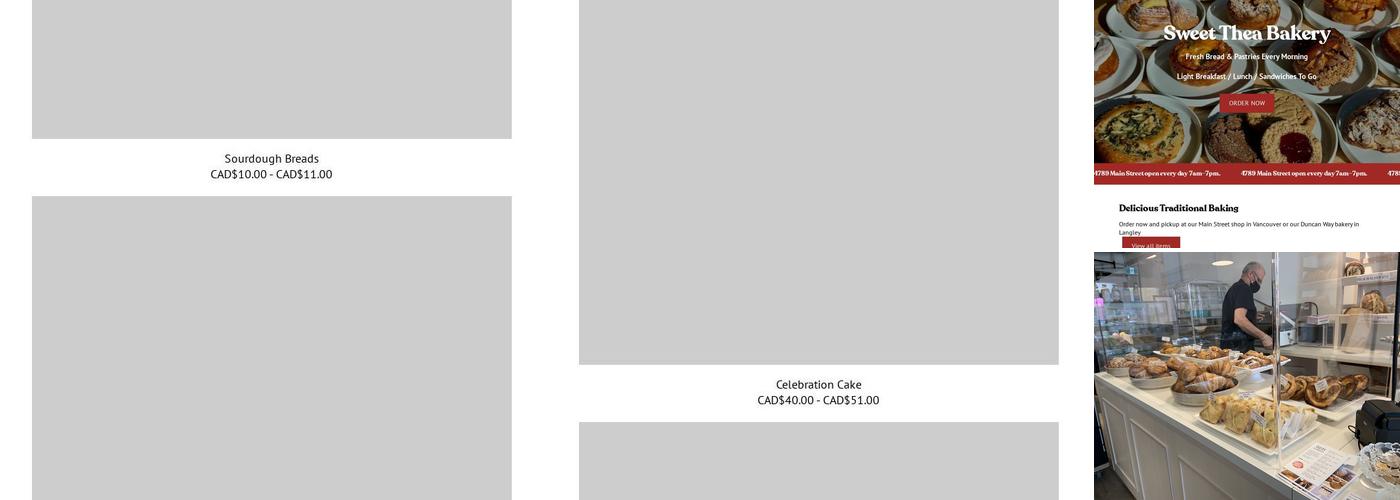 Sweet Thea Bakery Menu