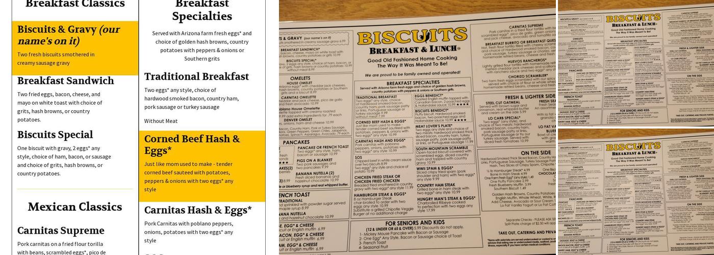 Biscuits Sun Lakes Menu