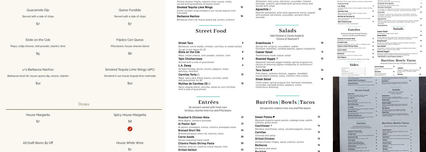 Piña Menu