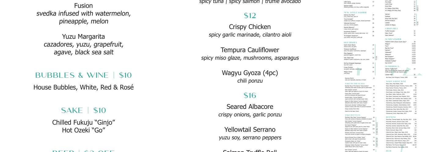 Taisho Menu