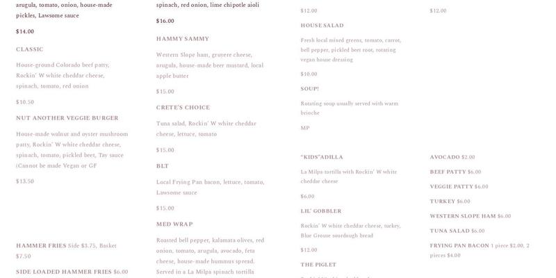 Counter Culture Kitchen & Catering Menu