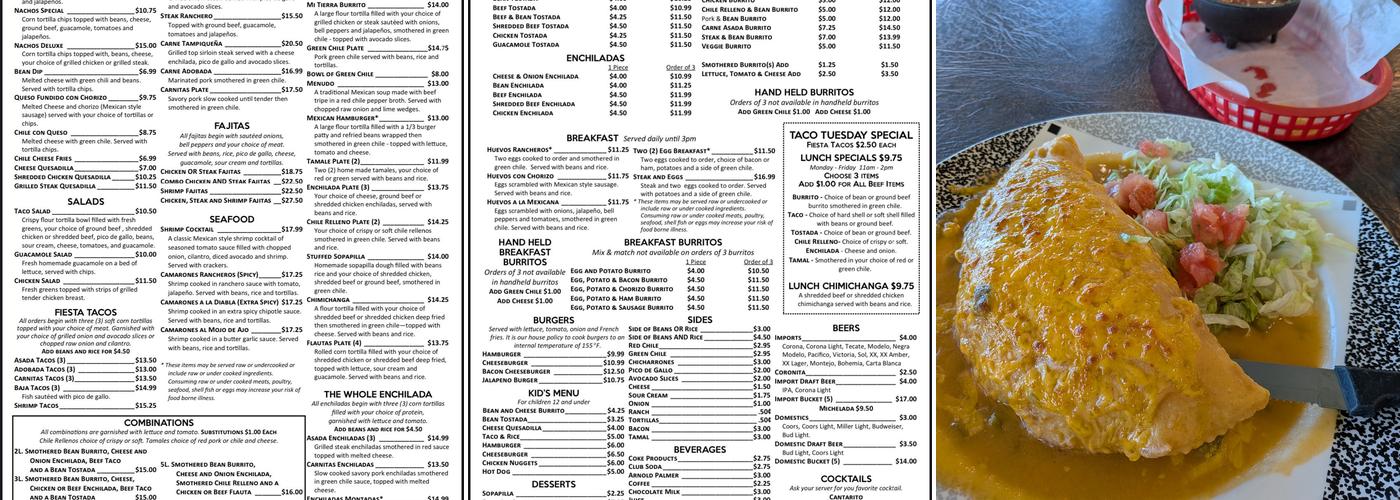 Mi Tierra Menu