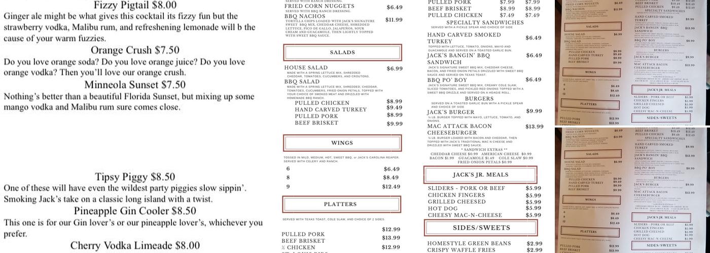 Smokin' Jack's Bar-B-Q Menu