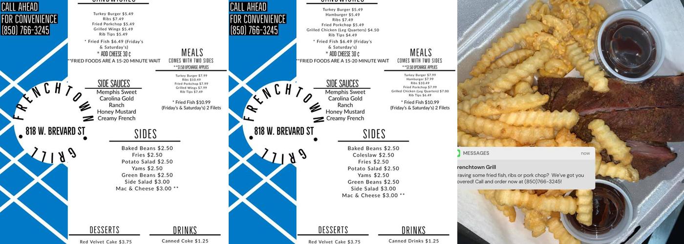 Frenchtown Grill Menu
