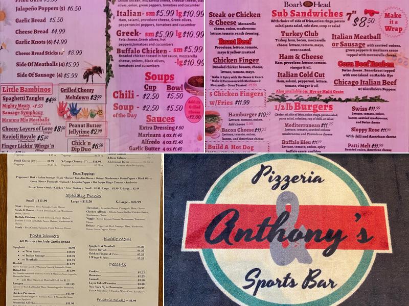 Anthony's Pizzeria Menu