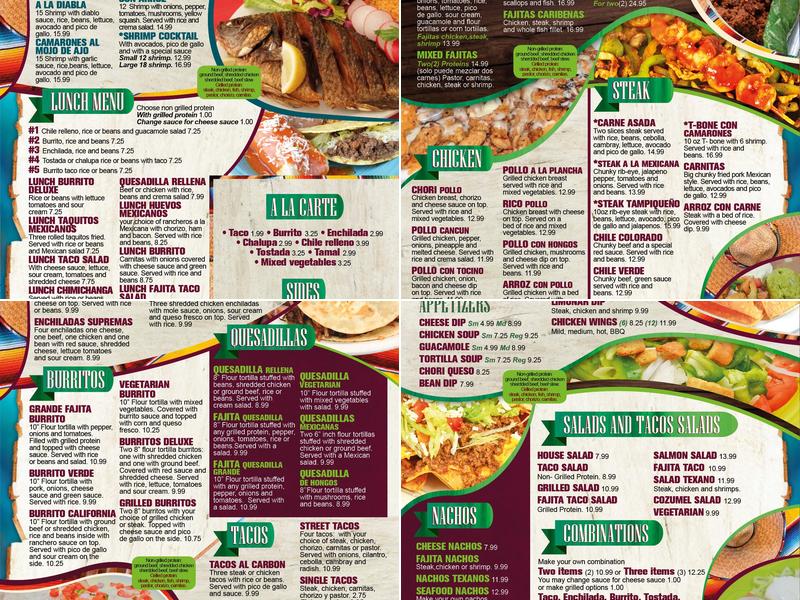 Limonar Mexican restaurant Menu