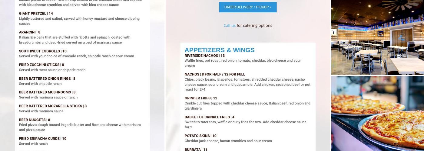 Riverside Pizza & Pub - Oswego Menu