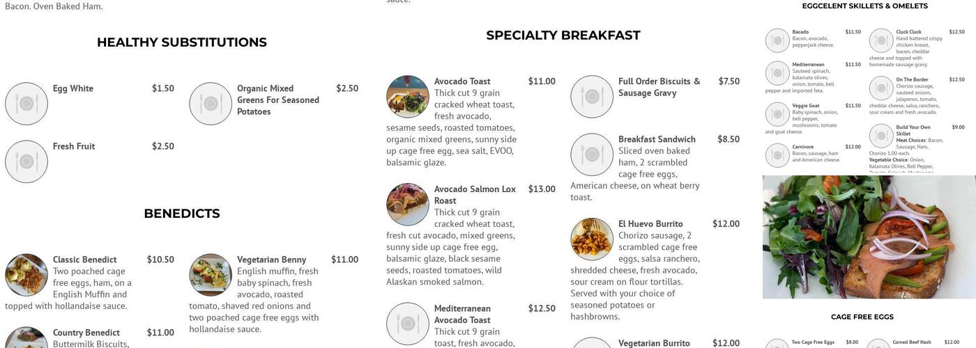 Eggcellent Cafe Menu