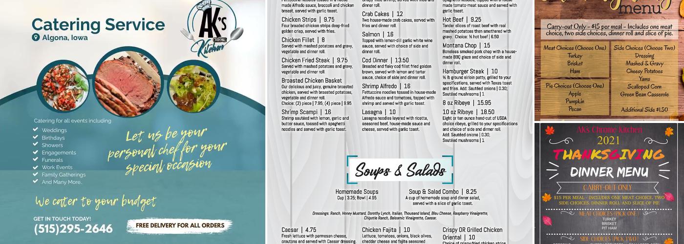 AK's Chrome Kitchen Menu