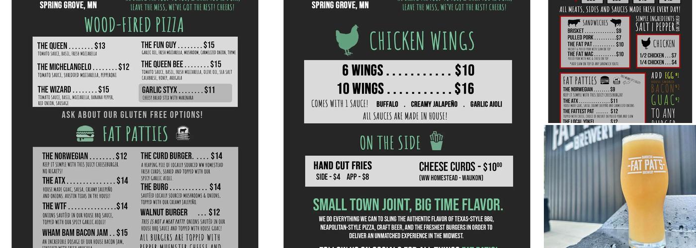Fat Pat's Brewery Menu