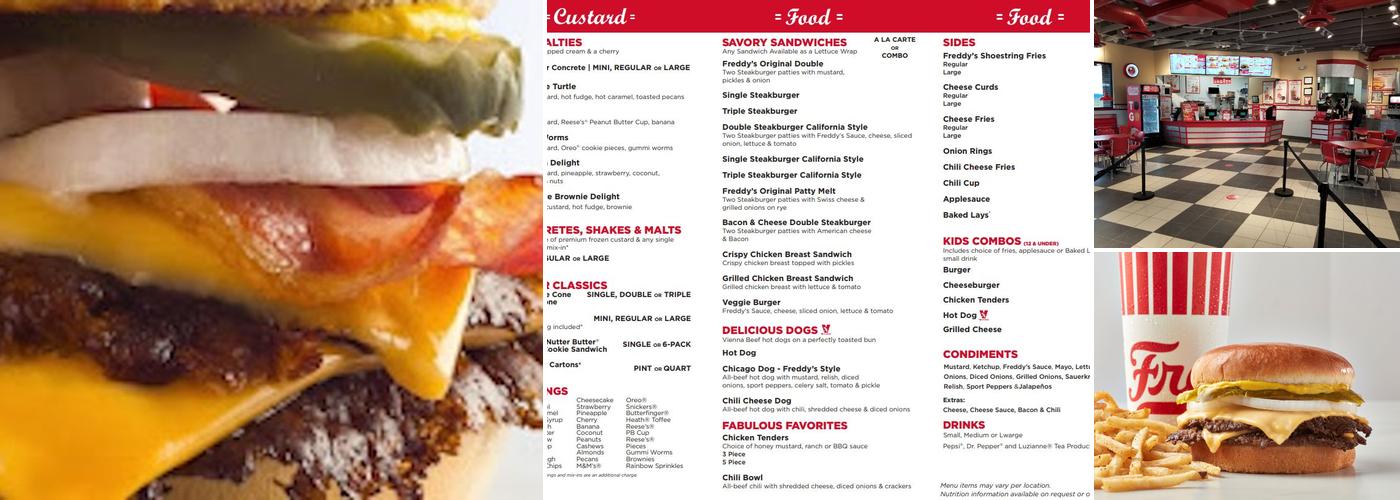 Freddy's Frozen Custard & Steakburgers Menu