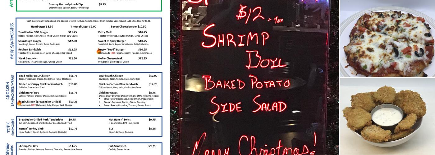 Toad Hollar Bar & Grill Menu