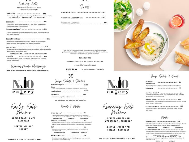 WillowsAwake Winery Menu