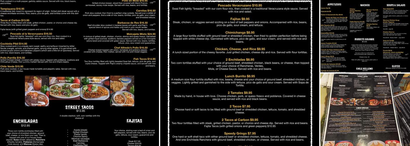 Papi's at Palomar Menu
