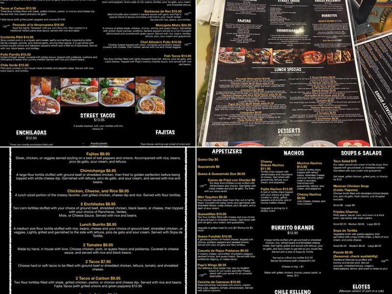 Papi's at Palomar Menu