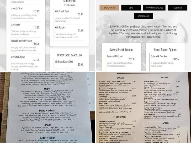 Steele & Hops Menu