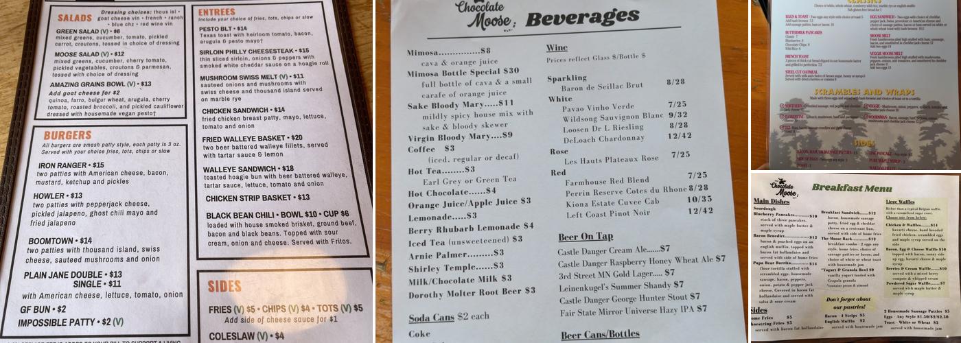 The Chocolate Moose Menu