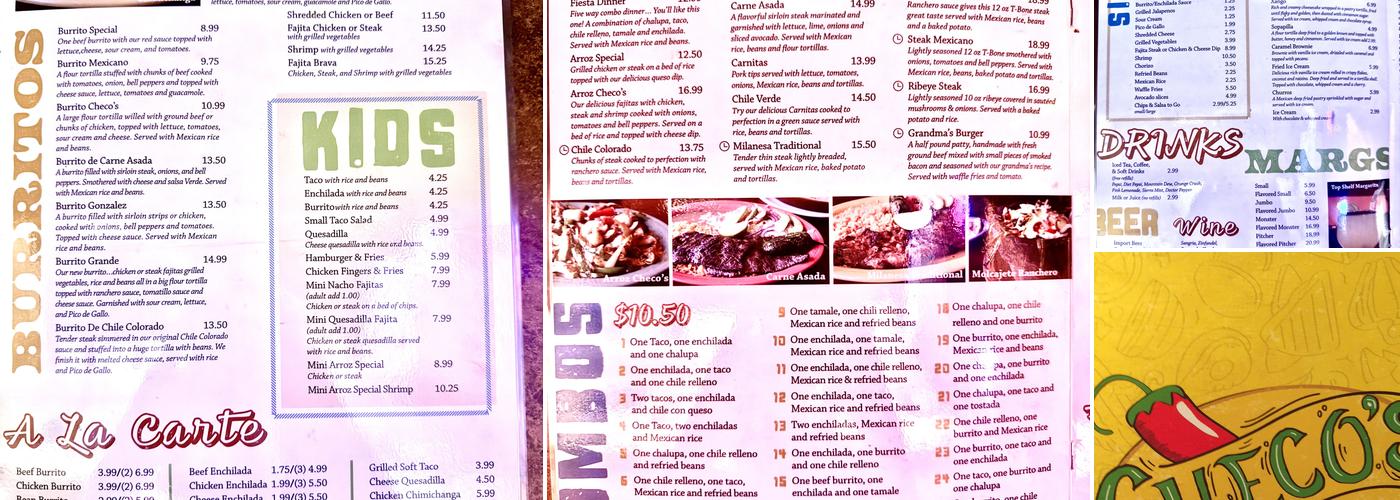 Checo's Mexican Restaurant-Ironton Menu