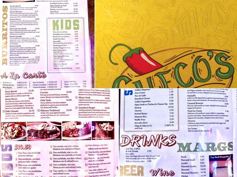 Checo's Mexican Restaurant-Ironton Menu