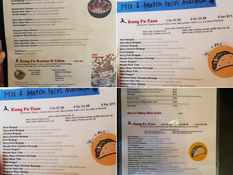 Kung Fu Taco Menu