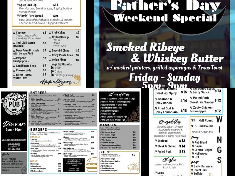 Springfield Pub Menu