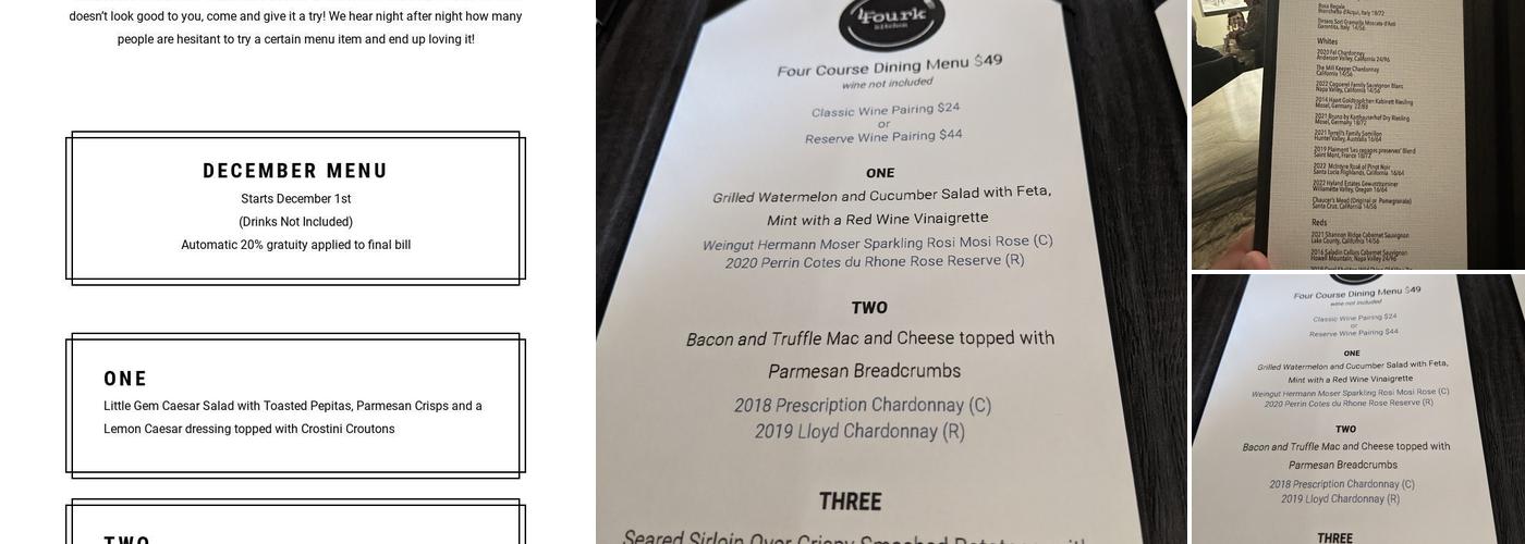 Fourk Kitchen Menu