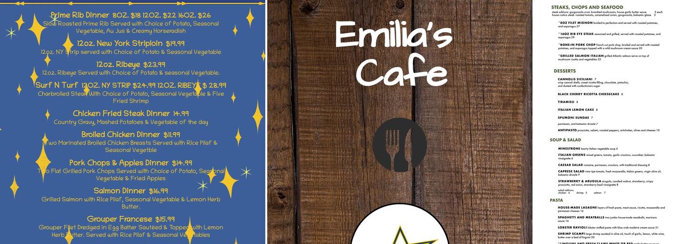 Emilia's Café Menu