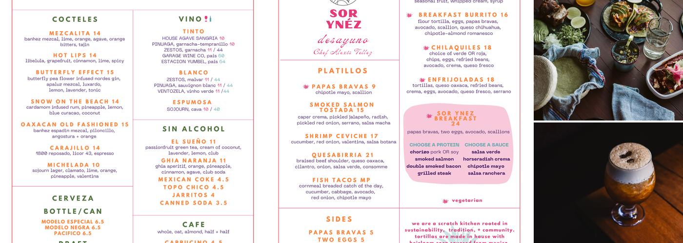 Sor Ynez Menu